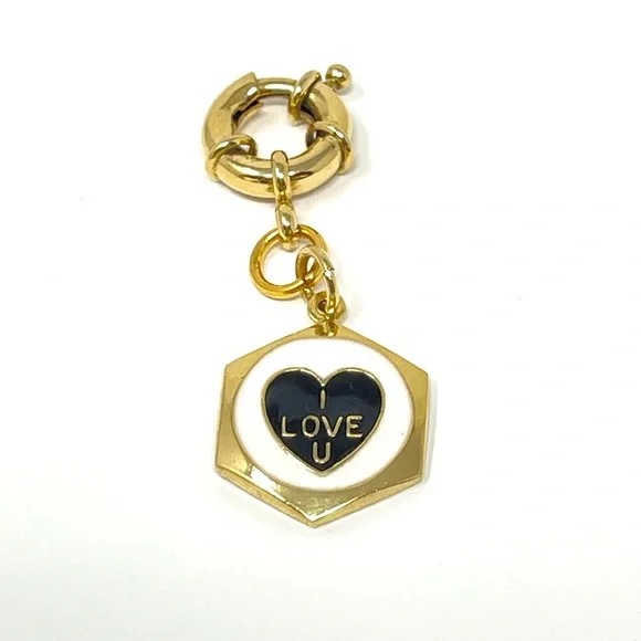 New Anthropologie x TOVA Enamel Love Heart Charm Gold - Picture 3 of 4